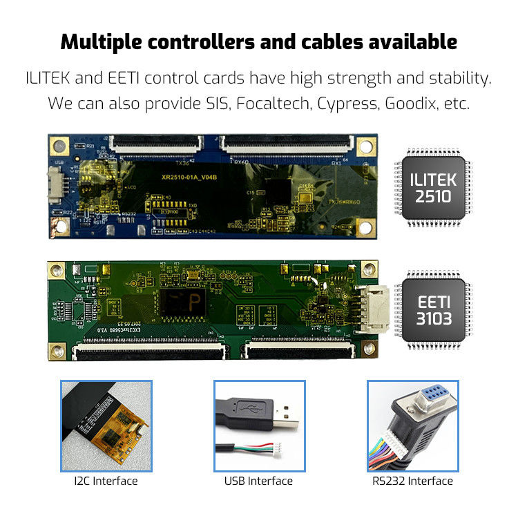 멀티 터치 사용자 정의 크기 IP65 방수 PCAP 터치 패널 10 포인트 터치 USB/RS232/IIC 인터페이스